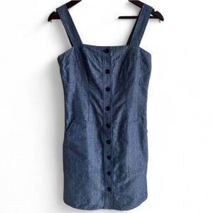 Derek Lam Chambray Indigo Blue Denim Botton Front Dress Size M (8)